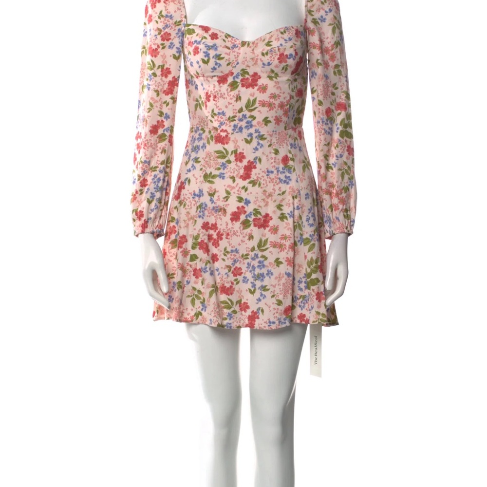 Reformation Pink Multicolor Floral Long Sleeve sundress XS rare print trad